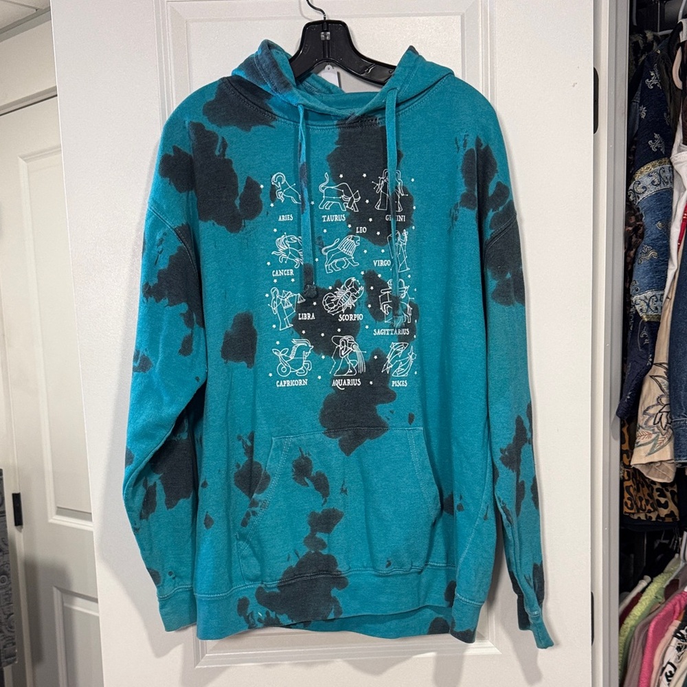 Teal and Black Zodiac Graphic Hoodie